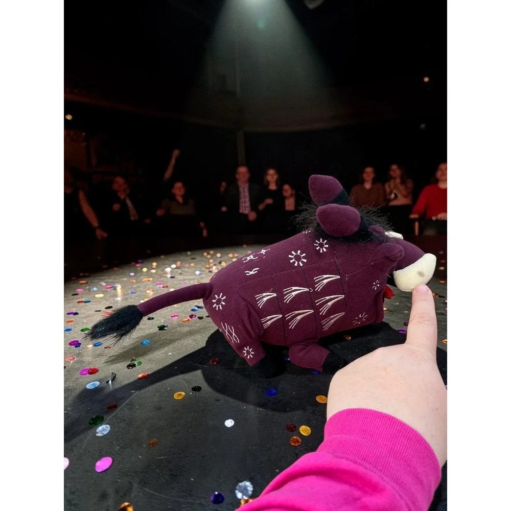 Disney Lion King Broadway Musical Pumbaa Plush Maroon Tribal Embroidered Warthog